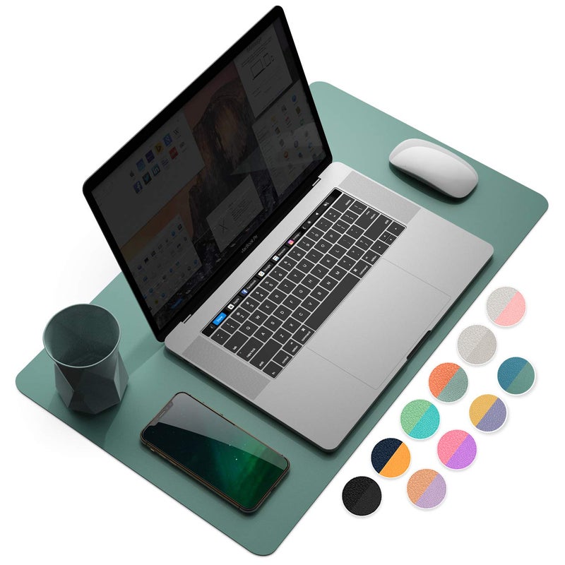 YSAGi Desk Mat, Mouse Pad,Waterproof Desk Pad,Large Mouse pad for Desk, Leather Desk Pad Large for Keyboard and Mouse,Dual-Sided Mouse Mat for Office (23.6" x 13.7", Pistachio Green + Green Blue) - Image 1